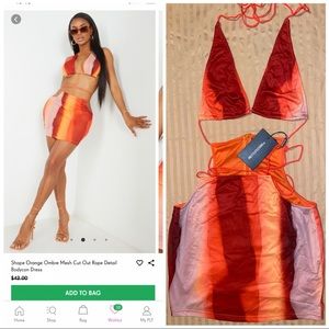 Orange bodycon prettylittlething dress/ tags still attached